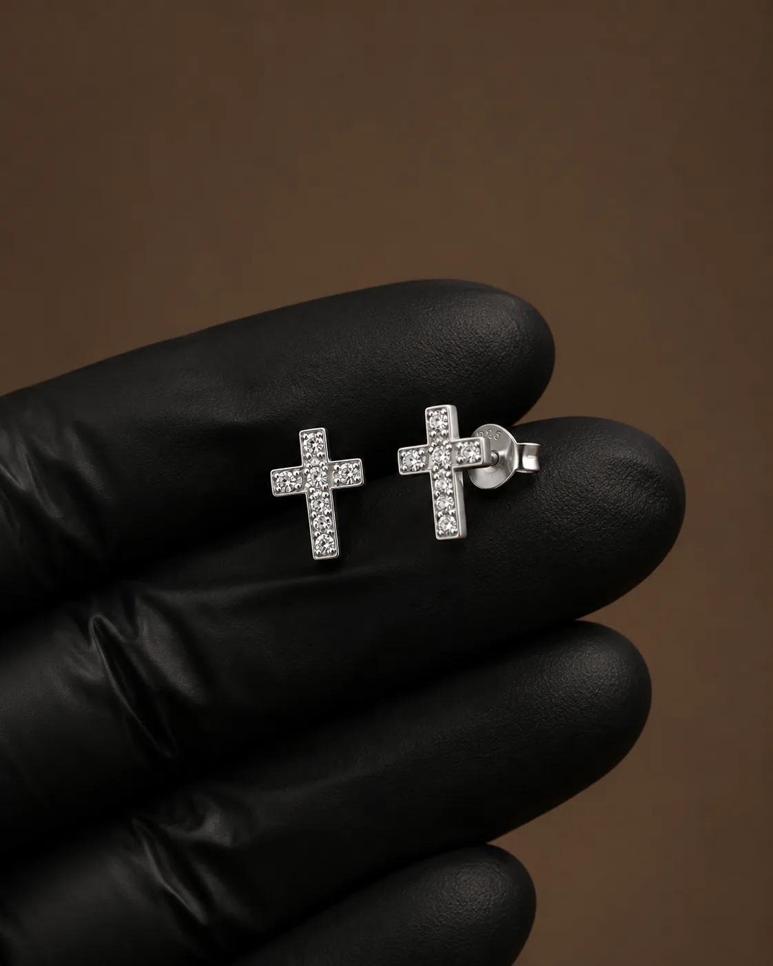 Silver Cross Ear Studs (Anti-Tarnish)