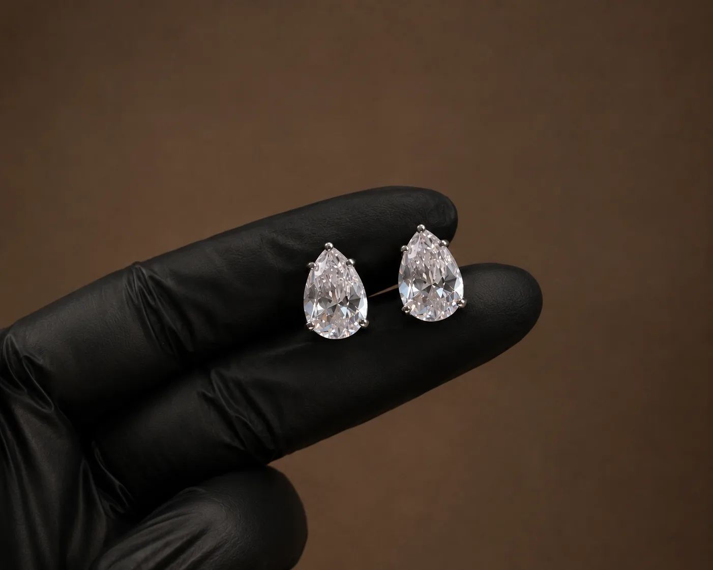 7x10mm Pear Cubic Zirconia Sterling Silver Ear Studs